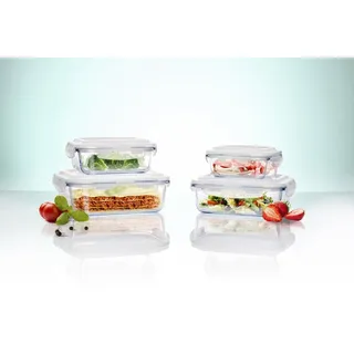 Click`n Store Click`n Store Frischhaltedosen Glas Set Gefrierdosen BPA frei