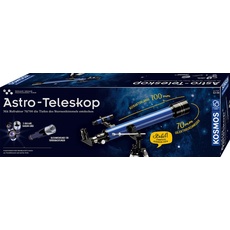 KOSMOS 675158 Astro-Teleskop, Kinder Teleskop ab 12 Jahren, bis zu 140-fache Vergrößerung, mit Refraktor 70/700, für Anfänger geeignet, Experimentierkasten für Kinder ab 12 Jahre