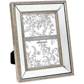 Laura Ashley Bilderrahmen, 12,7 x 17,8 cm, champagnerfarben, klassischer Spiegelrahmen mit Perlenrand, Wandmontage, für Tisch-Display, Fotogalerie und Wandkunst, champagnerfarben