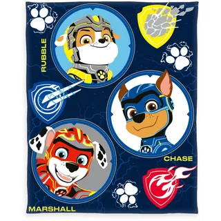 Herding Fleece-Decke Paw Patrol, 130 x 160 cm, Dekorative Kinder-Kuscheldecke mit buntem Motiv, flauschig, 100% Polyester, Blau