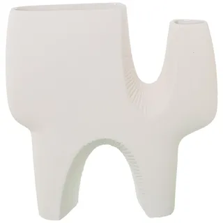 Abstrakte Tischvase aus Keramik, Ecru, matt, 35 x 11 x 38 cm