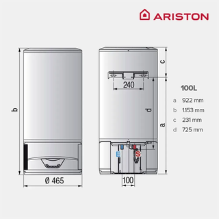 Ariston Lydos Hybrid Wifi Vertikaler Elektrischer Thermo 100l - White