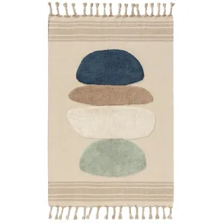 benuta Baumwollteppich Gibson Blau 160x230 cm , Textil , Abstrakt , Rechteckig , 160x230 cm , Oeko-Tex® Standard 100 , für Fußbodenheizung geeignet , Teppiche und Böden, Teppiche