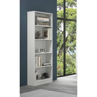 Dmora - Bücherregal Camotes, Büroregal, Mobiler Buchhalter, Bibliothek, Made in Italy, 57x25h186 cm, Weiß