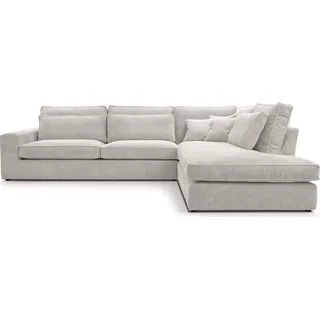 MEBLITO Sofa Big Sofa Ecksofa Satia Mini L Form Funktionssofa Wohnlandschaft Design Couch Seite Rechts Hellgrau mit einem Hauch Beige (Lincoln 83) - Hellgrau, Beige