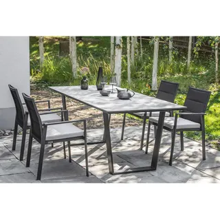 Xxxl Gartentisch , Anthrazit, Graphitfarben , Kunststoff , Betonoptik , rechteckig , Kufe , 95x76x160 cm , wetterbeständig , Gartenmöbel, Gartentische