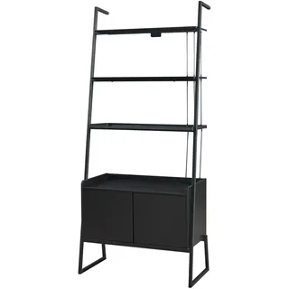 [en.casa] Leiterregal Storfjord Bücherregal 184 x 80 x 40 cm Schwarz