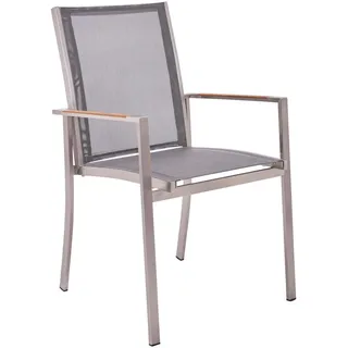 Stapelsessel , Silberfarben, Taupe , Holz , Teakholz , massiv , eckig , 57x90x63 cm , stapelbar , Gartenmöbel, Gartensessel, Stapelsessel