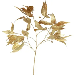 Künstlicher Eukalyptus Zweig Gold Lanzettenoptik Deko-Blumen Weihnachten Tischdeko Kunstpflanze 95cm - Gold
