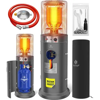 Kesser KESSER® Heizstrahler Gas KE12 Heizpilz für Terrasse Terrassenheizer Terrassenheizstrahler, Freiluftheizung 10 kW Gasheizstrahler Gasheizer, Wärm... - Grau