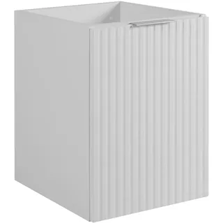 Rodan | Badezimmerschränke 40cm | Weiß Matt - Holz | B/H/T 40/57/46 cm | Geriffelte Türen - Ohne Platte - 2 Ablagen - Badmöbel - Badschrank - Weiß