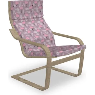 ABAKUHAUS Flamingo Poäng Sessel Polster, Exotischer Vogel mit Federn, Sitzkissen mit Stuhlkissen mit Hakenschlaufe und Reißverschluss, Pale Pink und Grau Rosa - Rosa