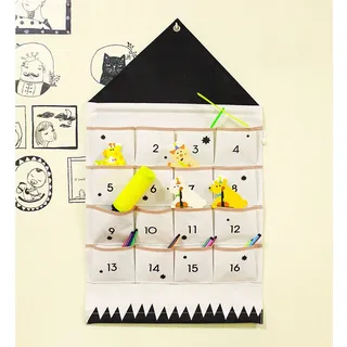 Adventskalender zum befüllen Weihnachten Kalender befüllbar, Stoff Weihnachtskalender zum Aufhängen Weihnachtlichen Ornamente, 16 Taschen, 80% Polyester