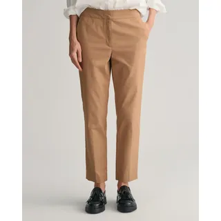 Stoffhose GANT "SLIM SLACK", Damen, Gr. 46, N-Gr, grün (warm khaki), Web, Obermaterial: 59% Baumwolle, 38% Polyamid, 3% Elasthan, slim fit normal, Hosen Stoffhose, mit Bügelfalten an Vorder- und Rückseite