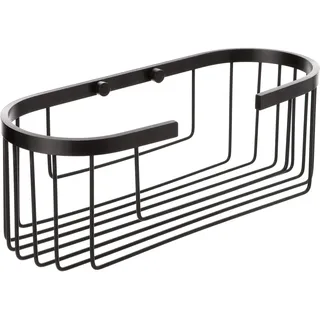 TATAY Duschablage Aluminium Oval | Mit Schrauben enthalten | Kompatibel mit Quick Fix System (Ohne Bohren) | Feuchtigkeitsbeständig | Schneller Wasserablauf | 12x11,5x30cm – Modell Aluminium – Schwarz