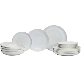 Ritzenhoff & Breker Laredo Teller-Set 18-teilig, Kombiservice mit Farbverläufen, Je 6x Speise- / Suppen- und Dessertteller, Skandinavisches Design mit Reaktivglasur, Steinzeug, Beige