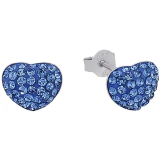 Amor Paar Ohrstecker »Herz, Trachtenschmuck, Volksfest« mit Kristallglas Amor silberfarben-Blau + Pink