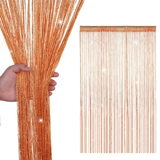 WedDecor Schnur Vorhänge Glitzer Fransen Panel Fliegengitter Zimmer Organizer Quaste Vorhang für Türen, Türöffnung, Windows, Wohnkultur, Ereignis Dekoration, (90cm x 200cm) - Orange, 90 x 200cm