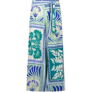 Palazzohose CARTOON "Palazzo-Hose mit Gummizug", Damen, Gr. 34, EURO, grün (grün, blau), Obermaterial: 100% Viskose CV., Hosen Palazzohose