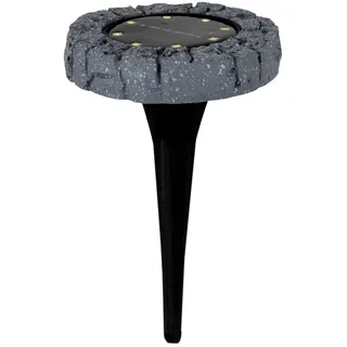 NÄVE LED-Solar-Boden-Erdspieß Kian Grau Ø 12 cm x 12,5 cm 3er-Set