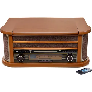 Reflexion HIF2004BT Retro Stereoanlage Funkempfang, Bluetooth®, Plattenspieler, CD, USB, Inkl. Fern