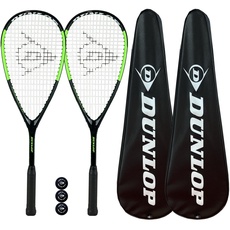 Dunlop Hypermax Ultimate Squashschläger Twin-Set, inkl. vollständigen Schutzhüllen und 3 Squashbällen