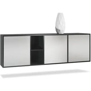 Vladon Sideboard Cuba Türen in Hellgrau seidenmatt , Greige , Holzwerkstoff , 182x53x35 cm , Kleinmöbel, Kommoden, Sideboards