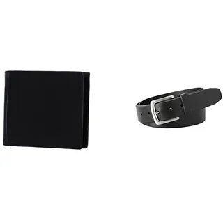 FOSSIL Herren Ingram Schwarzes Leder Portemonnaie und Joe Gürtel, Set