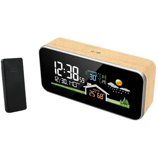 Wetter Station Holz Wecker Digital Feuchtigkeit Temperatur Sensor