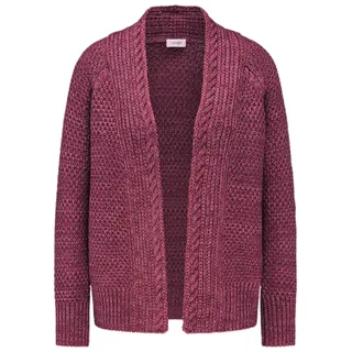 GOLDNER Strickjacke "Kurzgröße Elegante Grobstrickjacke, Zopfmuster" Ohne, winterrot, melange