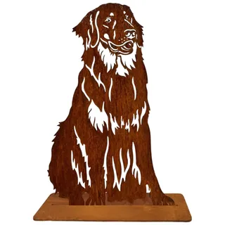Terma Stahldesign Rost Hund Hovawart lebensgroß Metall Gartenfigur Handmade Germany wetterfest Gartendeko Tierfigur Grabdeko Geschenk