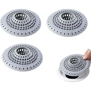 Jetstream 3 Stück Abflusssieb, Silikon Haarsieb Dusche mit Saugnapf, Sieb Dusche Abfluss Haare, Duschabfluss Haarfänger, Haarfänger Dusche Abfluss Abdeckung, für Badewanne, Waschbecken, Küche - Grau