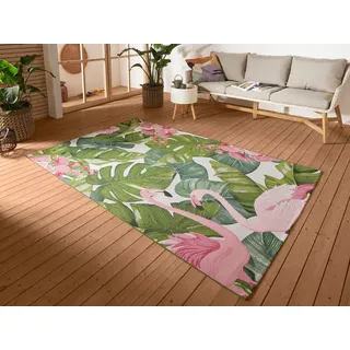 HANSE HOME Outdoorteppich »Tropical Flamingo« rechteckig 3 mm Höhe In-& Outdoor, Teppich, Wetterfest, Balkon, Garten, Wohnzimmer, Floral, bunt