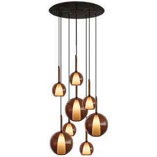 s.luce Galerieleuchte Belluna 8-flammig Braun Ø 14/24cm , Glas , Rund , E27 , 24x45x24 cm , Lampen & Leuchten, Innenbeleuchtung, Hängeleuchten, Pendelleuchten