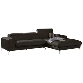 W.Schillig Ecksofa »piedroo, Designsofa mit tollem Sitzkomfort, bequem und elegant, L-Form« Kopfteilverstellung, wahlweise mit Sitztiefenverstellung, Breite 303cm, braun