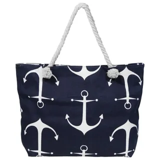 Damenhandtasche Handtasche Strandtasche Badetasche Maritim Meer Anker Blau Weiß