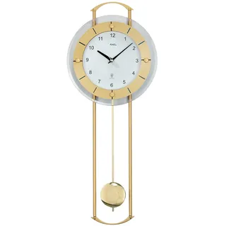 AMS 5255 Wanduhr - mit Funkpendelwerk, Elegante Funkpendeluhr, Uhr mit Pendel, Funkwanduhr mit arabischen Ziffern, Facettiertes Mineralglas, Pendeluhr für Wohnzimmer & Büro, Maße: 24 x 60 x 6 cm