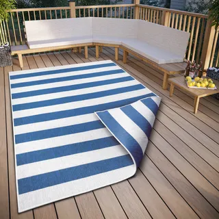 OTTO home Teppich »Alan Wendeteppich« rechteckig 5 mm Höhe beidseitig nutzbar, Streifen, Scandi, wetterfest, für In- und Outdoor,