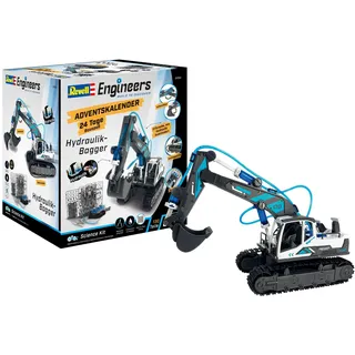 Revell Adventskalender Engineers I Hydraulischer Bagger I Adventkalender zum Selbermachen I Adventskalender für Jungen, Mädchen Kinder und Erwachsene ab 8 Jahren I Bagger in 24 Tagen zusammenbauen