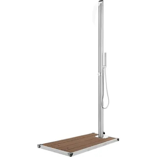 Gartendusche mit Brauner Bodenplatte 225 cm Edelstahl - Braun, Bunt