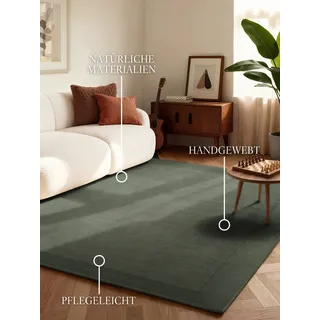 Villeroy & Boch »Wollteppich Kari« natur grün, B:160cm H:17mm L:230cm, Nylon, Wolle, Bordüre, Einfarbig, Läufer, Wohnzimmer, Modern