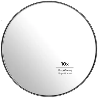 Parsa Beauty Duschspiegel mit Saugnäpfen fürs Bad (Schwarz-Matt) – Spiegel rund mit 10-Fach Vergrößerung – Bad Spiegel – Kosmetikspiegel Badezimmerspiegel leichte Anbringung