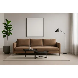 GUTTO Schlafsofa Beige mit Schlaffunktion Sofa Karamell Khaki Velour Samt mit Bettkasten und Stauraum - Beige
