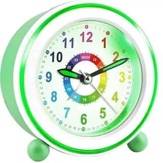 Juboos Kinderwecker ohne Ticken mit Schlummerfunktion und Nachtlicht, batteriebetriebener Lernwecker für Jungen und Mädchen, analoger Quarz-Wecker für Kinder