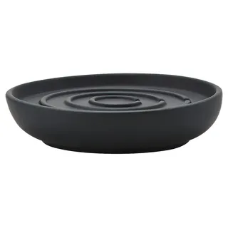 Zone Denmark Nova Seifenschale, Seifenablage, Seifenhalter aus Porzellan mit Soft Touch-Beschichtung, Durchm. 11 cm, Höhe 2,5 cm, Schwarz