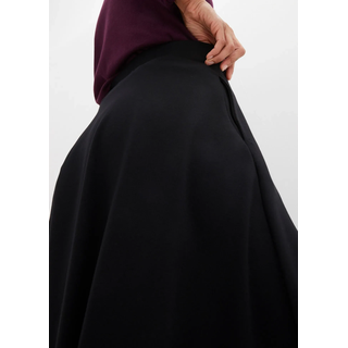 Midirock BONPRIX, Damen, Gr. 40, schwarz, Web, Obermaterial: 70% Viskose, 25% Polyester, 5% Elasthan, unifarben, ausgestellt kniebedeckend, Röcke Midirock, aus weichem Materialmix, ausgestellte Passform
