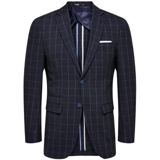 SELETED HOMME Herren Slhslim-oasis Linen Navy Chk Blz B Noos Sakko, Navy Blazer/Checks:check, 50 EU