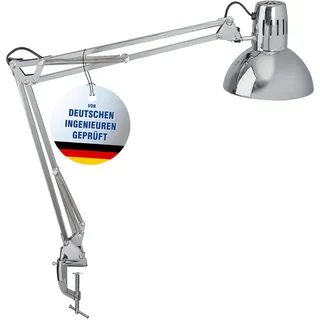 MAUL Schreibtischlampe MAULstudy | Verstellbare Klemmleuchte mit Gelenkarm für Büro und Schreibtisch | Elegante Schreibtischlampe LED aus Metall | Exklusive LED-Leuchtmittel | Chrome