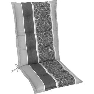 Herlag Hochlehner-Auflage Valeria Gartenstuhlauflage Streifen-Muster Anthrazit 123x50x7,5cm - Grau