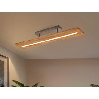 Trio Leuchten - Landhaus I Vintage Ländliche Deckenleuchte I Deckenlampe I Lampe I Leuchte Holz inkl. LED 3-stufig dimmbar - Linc Dimmer I Dimmbar I Wohnzimmer I Schlafzimmer - Rechteckig - I (nicht a - Braun